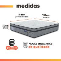 Cama Box Baú Casal Probel Molas Ensacadas Euro In 138x188x71cm Guarda Costas Stone Branco/cinza