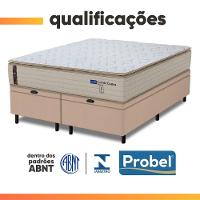 Cama Box Baú Queen Probel Molas Ensacadas Pillow Top 158x198x71cm Guarda Costas Genova Branco/bege - 5