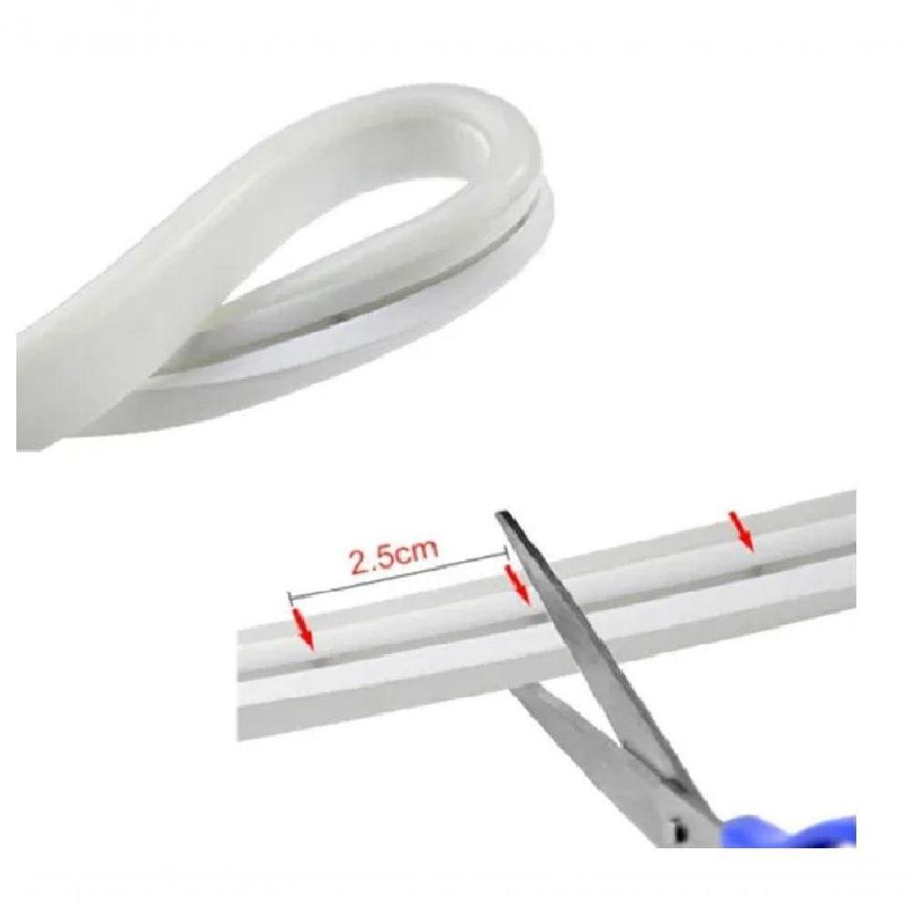Fita Led Mangueira Neon 5 Mts Iluminação Flexível Corte 2.5 Cm - Branco Frio - 4
