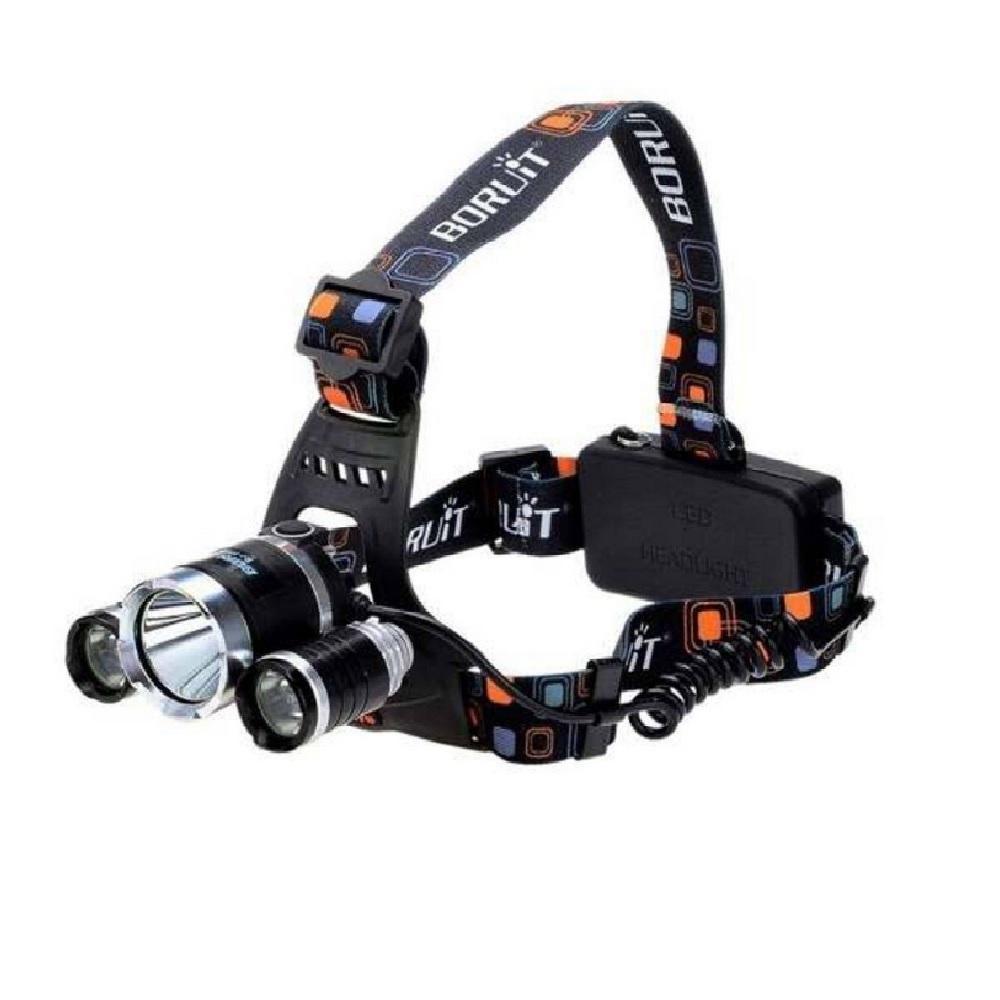 Lanterna de Cabeça Triplo Led Bike Recarregável Profissional com 3 Leds T6 Cree - 1