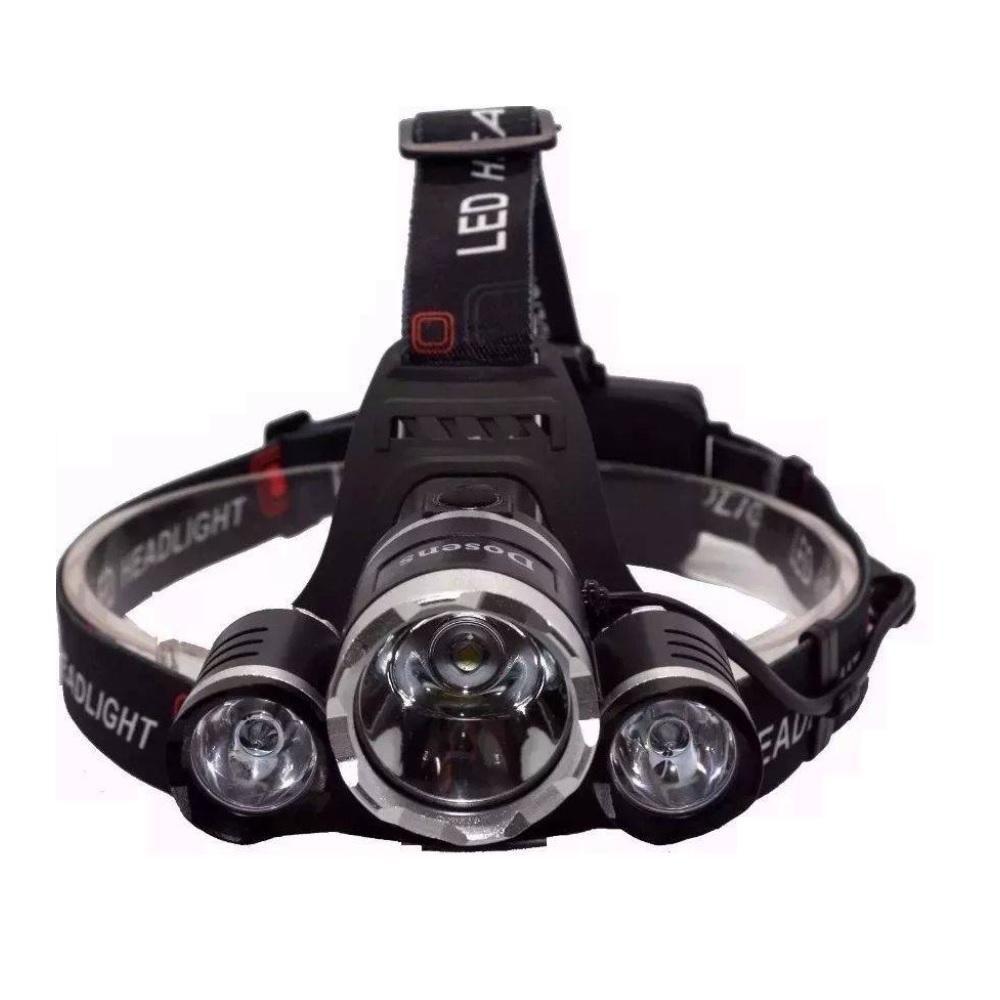 Lanterna de Cabeça Triplo Led Bike Recarregável Profissional com 3 Leds T6 Cree - 2