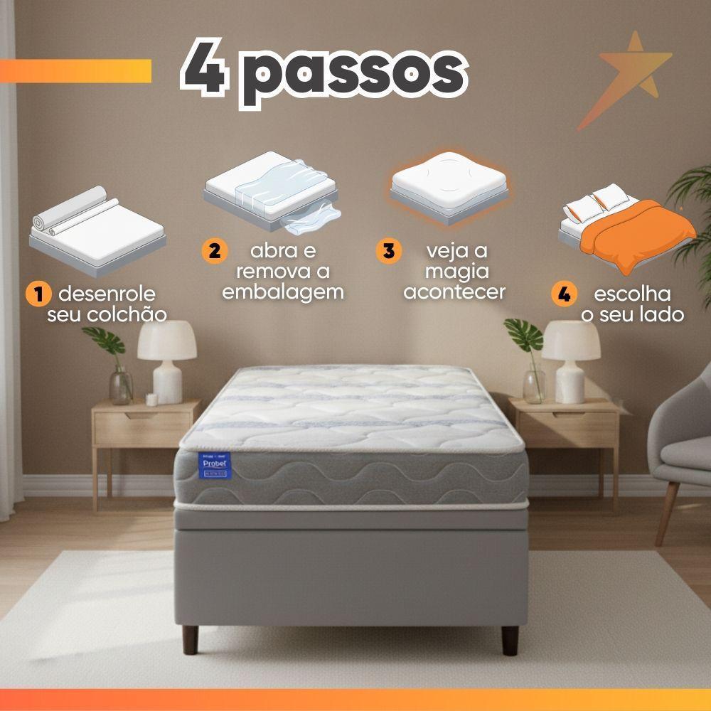 Colchão Solteiro Probel Espuma D33 88x188x14 Night Day A Vácuo Branco/cinza - 2