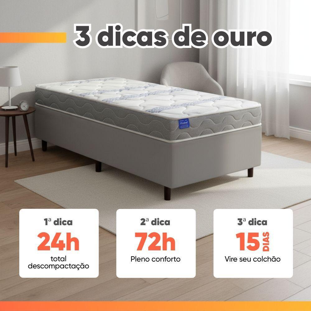 Colchão Solteiro Probel Espuma D33 88x188x14 Night Day A Vácuo Branco/cinza - 8