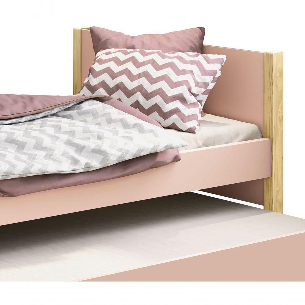 Cama Babá Solteiro Com Auxiliar Simba Rosa Fosco Com Natural - Reller - 4