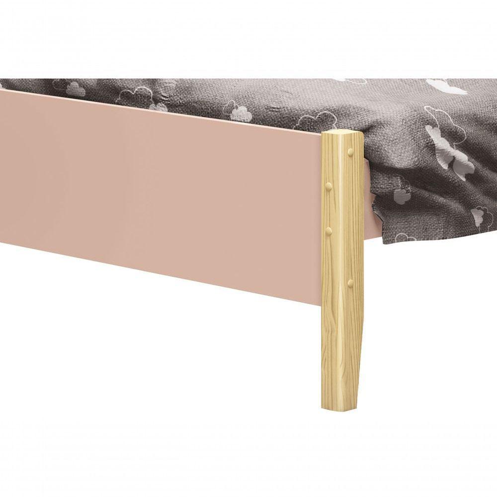Cama Babá Solteiro Simba Rosa Fosco Com Natural - Moveisaqui - 3