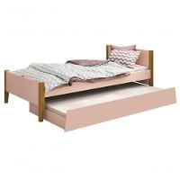 Cama Babá Solteiro Com Auxiliar Simba Rosa Fosco Com Madeira - Reller - 1