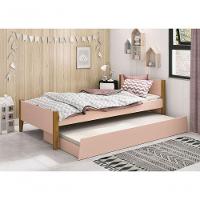 Cama Babá Solteiro Com Auxiliar Simba Rosa Fosco Com Madeira - Reller - 2