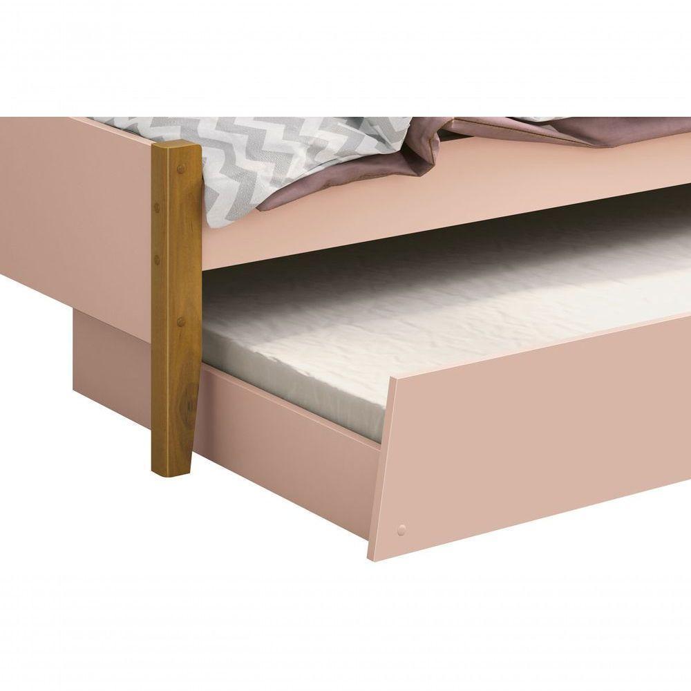 Cama Babá Solteiro Com Auxiliar Simba Rosa Fosco Com Madeira - Moveisaqui - 5