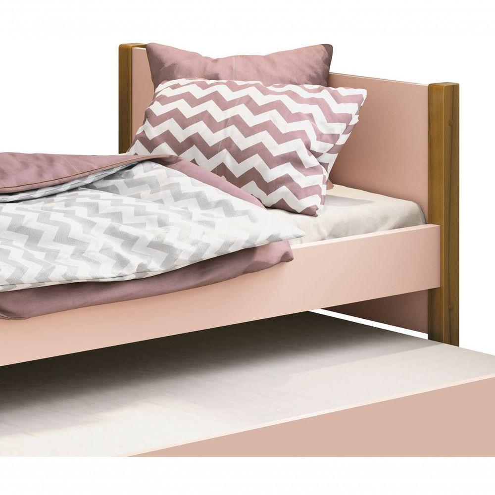 Cama Babá Solteiro Com Auxiliar Simba Rosa Fosco Com Madeira - Moveisaqui - 6
