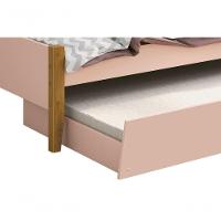 Cama Babá Solteiro Com Auxiliar Simba Rosa Fosco Com Madeira - Moveisaqui - 5