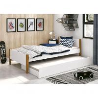 Cama Babá Solteiro Com Auxiliar Simba Branco Fosco Com Madeira - Reller - 2