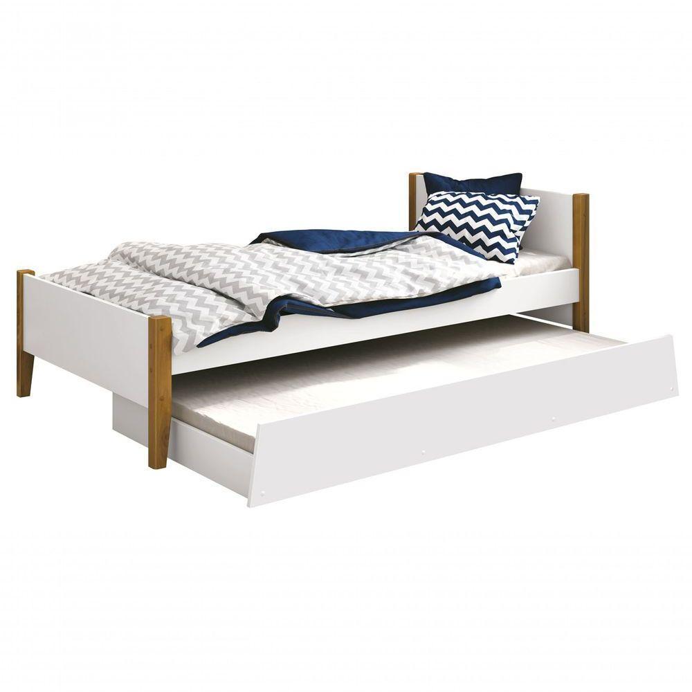 Cama Babá Solteiro Com Auxiliar Simba Branco Fosco Com Madeira - Moveisaqui - 1