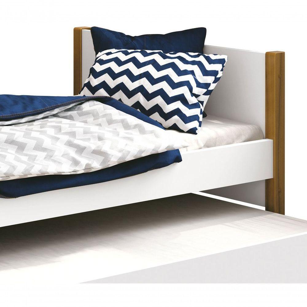 Cama Babá Solteiro Com Auxiliar Simba Branco Fosco Com Madeira - Moveisaqui - 3