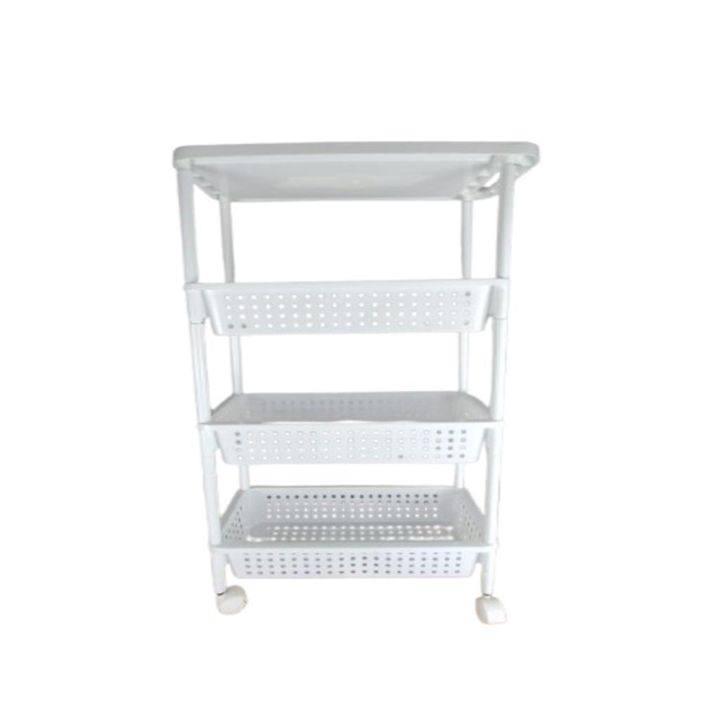 Carrinho Organizadora 4 Prateleiras Multiuso Quarto Sala Brinquedos Salao Manicure Varanda Branco - 1