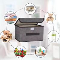 Caixa Organizadora Brinquedo Porta Treco Multiuso Desmontavel Cesto Empilhavel Tecido Tampa Organizacao Guarda Roupa Clo - 6