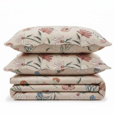 Kit Cobre Leito Colcha Magnus Solteiro 2 Peças Dupla Face Estampado Floral - Rosa - 100% Poliéster