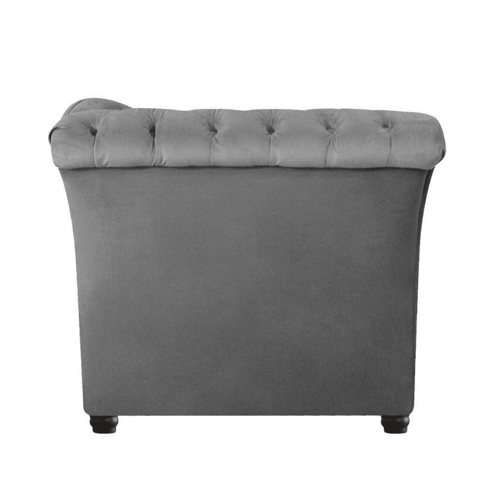 Sofá Recamier Divã Chesterfield 175cm Sofia Linho Cinza Capitonê- Mabe Magazine - 4