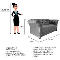 Sofá Recamier Divã Chesterfield 175cm Sofia Linho Cinza Capitonê- Mabe Magazine - 7
