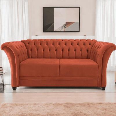 Sofá Recamier Divã Chesterfield 200cm Sofia Suede Terracota Capitonê- Mabe Magazine