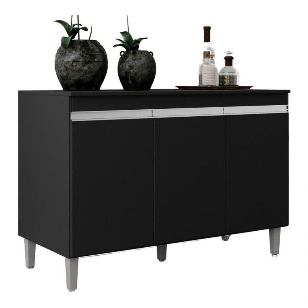 - Balcão Gabinete P/cozinha Manu 120cm Preto Ajl Móveis Cor Preto - 1