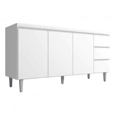 Balcão Gabinete Multiuso P/cozinha Andreia 160cm Ajl Móveis Cor Preto