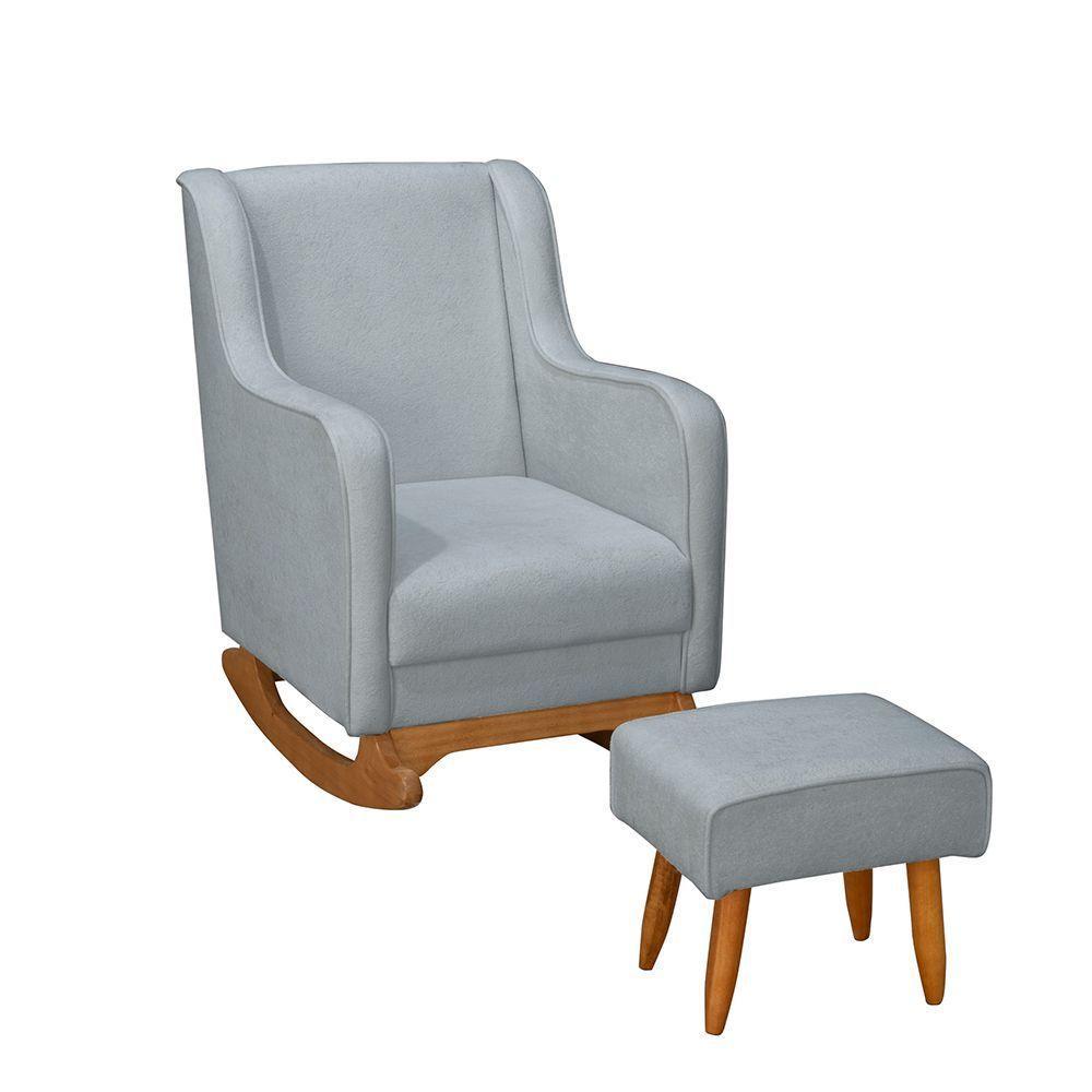 Cadeira De Amamentação Poltrona Balanço áquila C/puff Boucle Cinza - 1