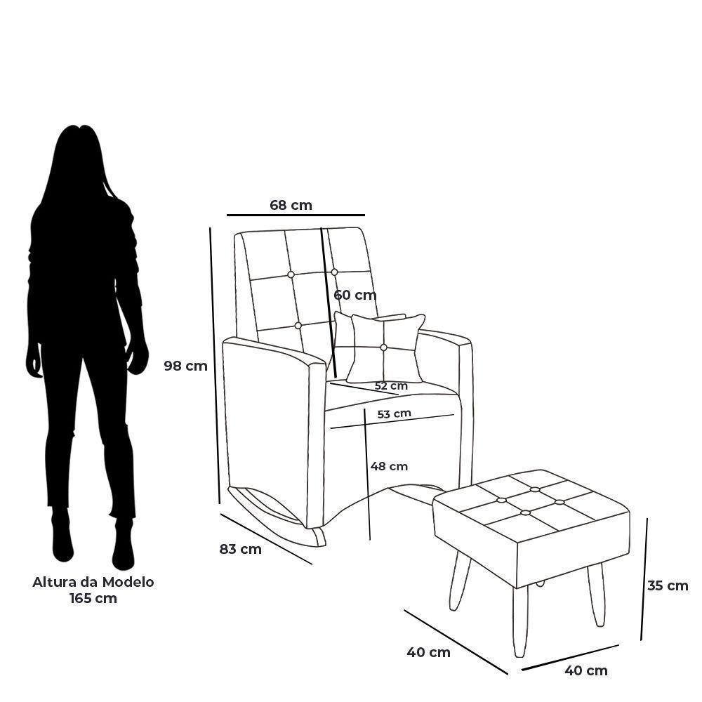 Poltrona Sofá De Amamentação E Balanço Ana C/ Puff - Linho Cinza - Anjo De Casa - 2