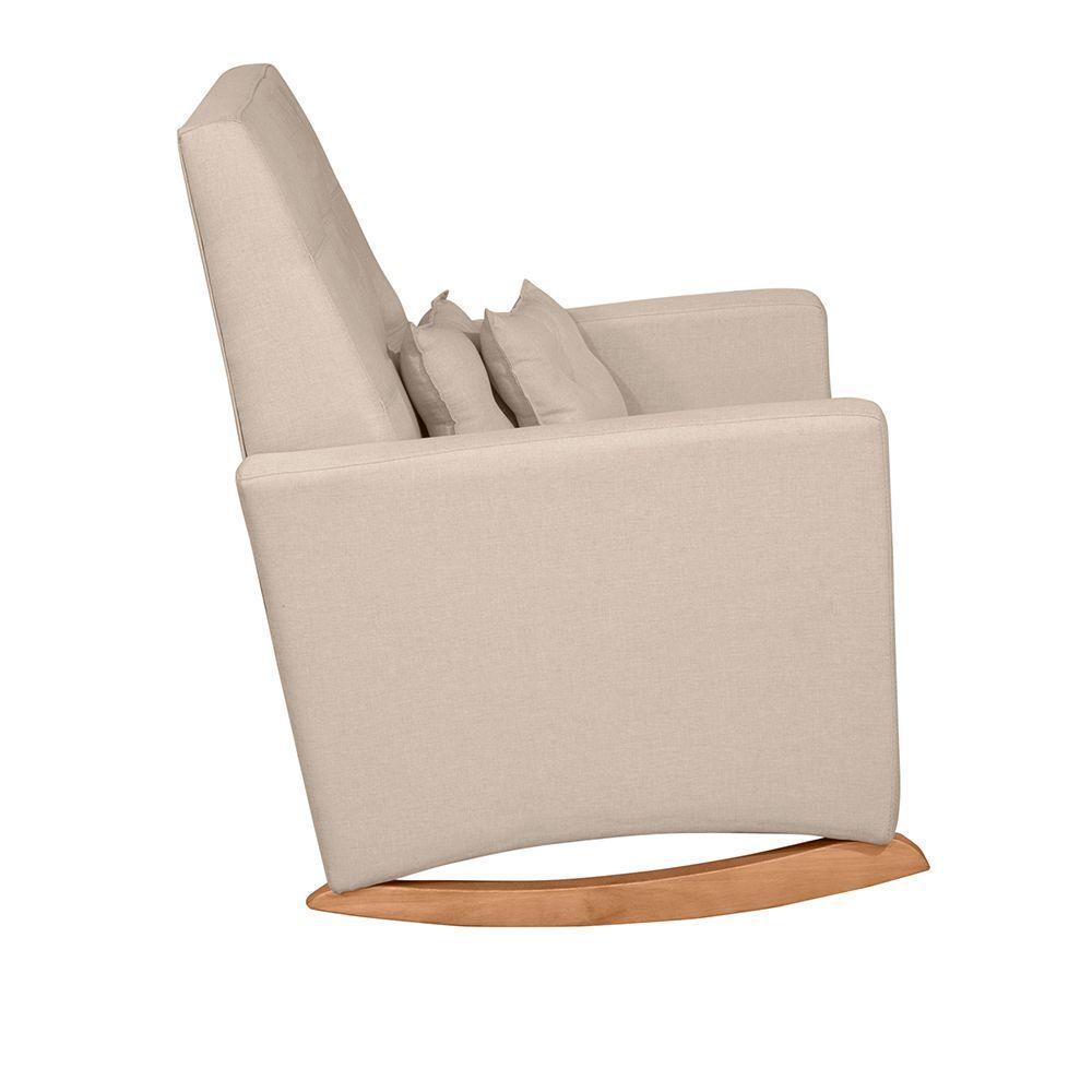 Sofá Cadeira Poltrona De Amamentação E Balanço Ana C/ Puff Linho Bege - Anjo De Casa - 5