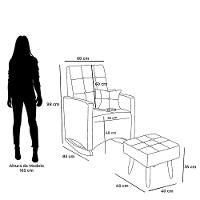Sofá Cadeira Poltrona De Amamentação E Balanço Ana C/ Puff Linho Bege - Anjo De Casa - 2