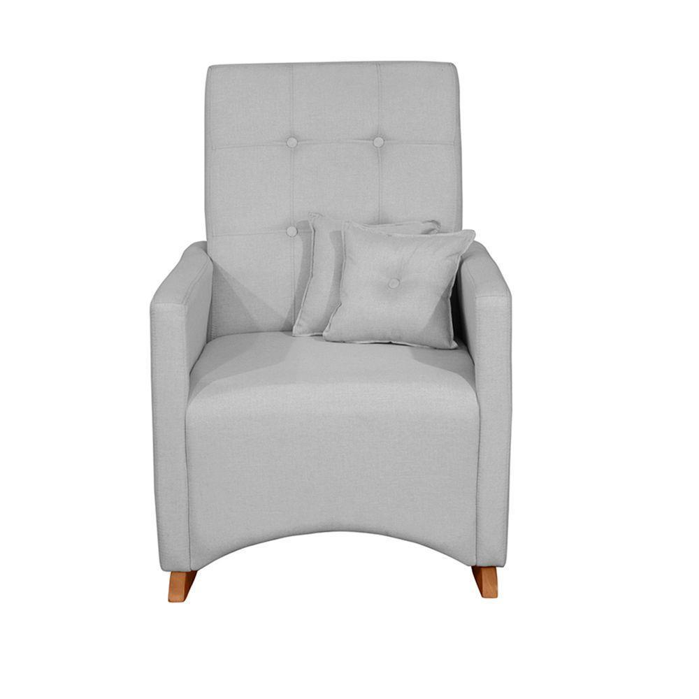 Sofá Cadeira Poltrona De Amamentação E Balanço Ana C/ Puff Lar Doce Lar Cor Linho Cinza Claro - 5