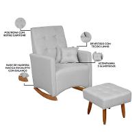 Sofá Cadeira Poltrona De Amamentação E Balanço Ana C/ Puff Lar Doce Lar Cor Linho Cinza Claro - 2