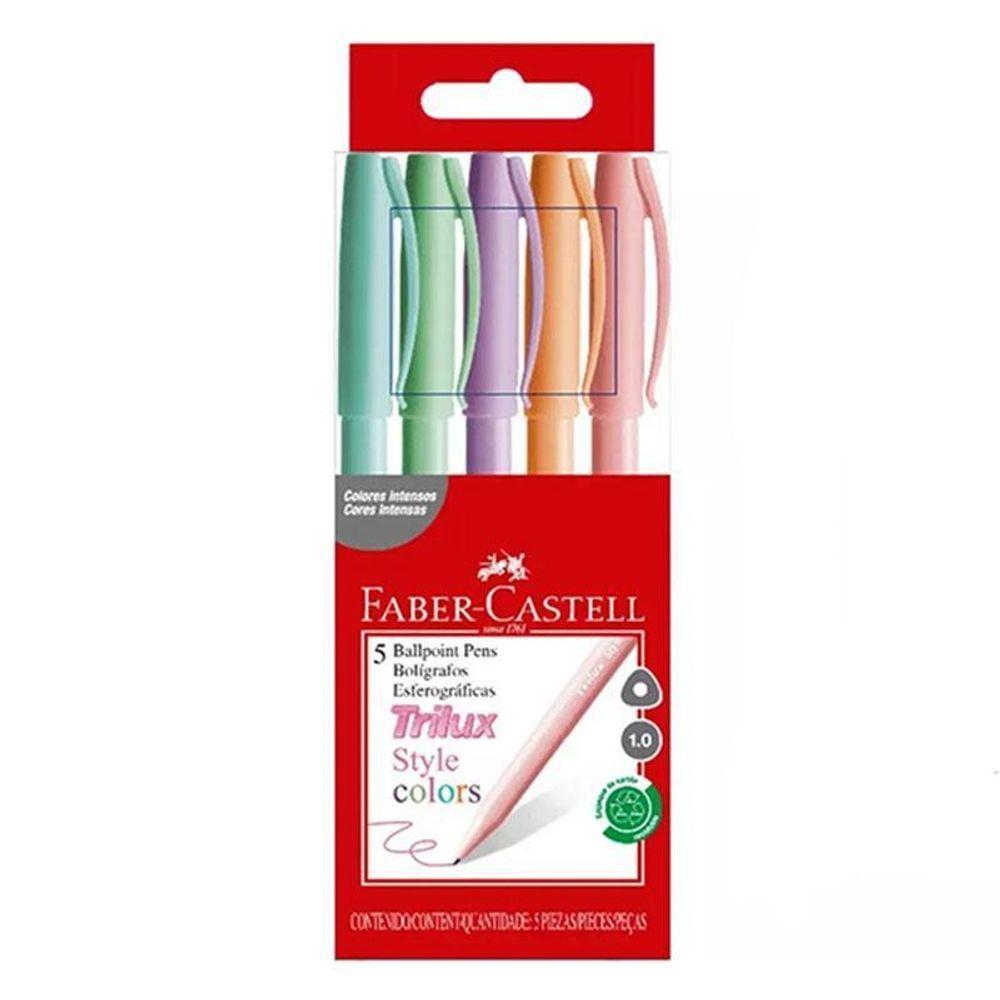 Caneta Esferográfica Trilux Pastel 1.0mm 5 Cores - Faber Castell - 1