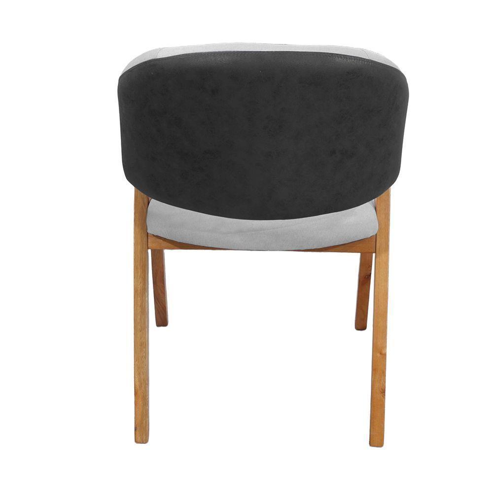 Cadeira Roma Banqueta C/ Base Madeira De Eucalipto C/revestimento Versátil Linho Cinza/preto - 3