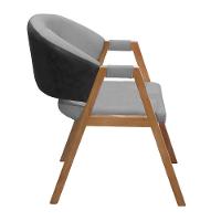 Cadeira Roma Banqueta C/ Base Madeira De Eucalipto C/revestimento Versátil Linho Cinza/preto - 2