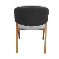 Cadeira Roma Banqueta C/ Base Madeira De Eucalipto C/revestimento Versátil Linho Cinza/preto - 3