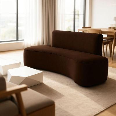 Sofá Feijão Orgânico Curvo 3 Lugar Suede Sala Contemporânea Cor:marrom