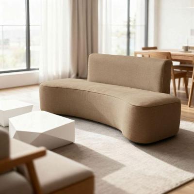 Sofá Feijão Orgânico Curvo 3 Lugar Suede Sala Contemporânea Cor:capuccino