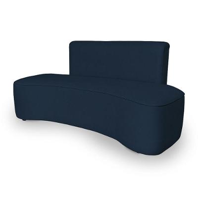 Sofá Curvo Design Orgânico Luxo Sala Contemporânea Suede Cor:azul Marinho