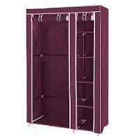 Guarda Roupa Portatil Duplo Cabideiro Arara 4 Prateleiras Sapateira Organizador Desmontavel Viagem Praia Vermelho - 3