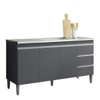 Balcão Para Pia Andreia Sem Tampo 150cm 3 Gavetas Ajl Cor Cinza - 1