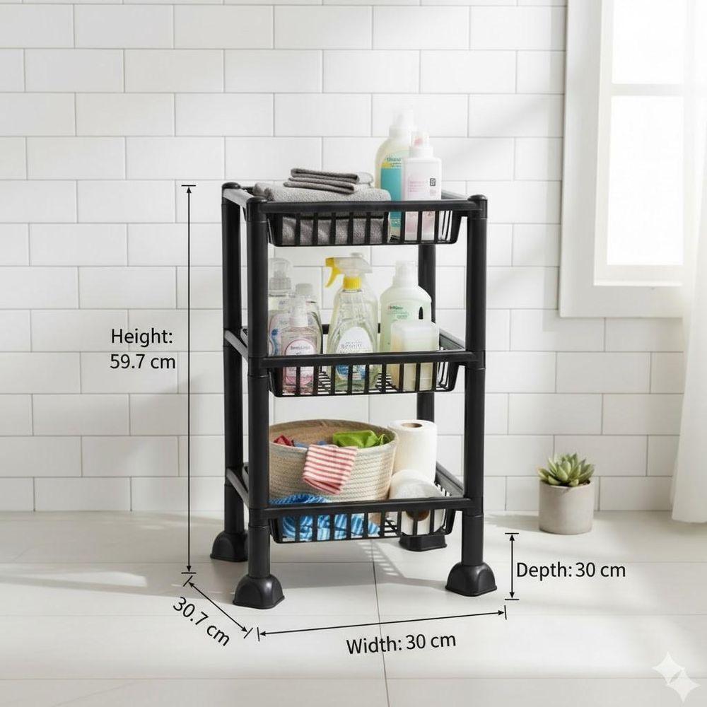 Estante Orgnizadora 3 Prateleiras Fruteira Chao Cozinha Cesto Mesa Empilhavel 3 Andares Multiuso Casa Frutas Porta Treco - 6