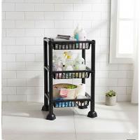 Estante Orgnizadora 3 Prateleiras Fruteira Chao Cozinha Cesto Mesa Empilhavel 3 Andares Multiuso Casa Frutas Porta Treco