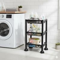 Estante Orgnizadora 3 Prateleiras Fruteira Chao Cozinha Cesto Mesa Empilhavel 3 Andares Multiuso Casa Frutas Porta Treco - 5