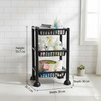 Estante Orgnizadora 3 Prateleiras Fruteira Chao Cozinha Cesto Mesa Empilhavel 3 Andares Multiuso Casa Frutas Porta Treco - 6