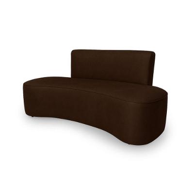 Sofá Curvo Design Orgânico Minimalista Sala Contemporânea Suede Cor:marrom