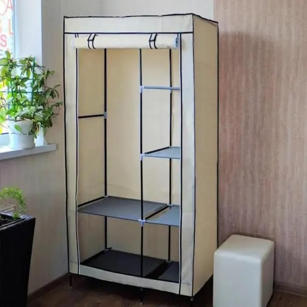 Guarda Roupa Duplo Cabideiro Arara Roupas Sapateira Prateleiras Armario Compacto Organizador Bege - 2