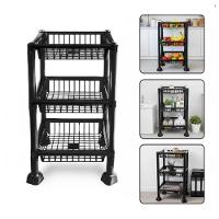 Estante Orgnizadora 3 Prateleiras Fruteira Chao Cozinha Cesto Mesa Empilhavel 3 Andares Multiuso Casa Frutas Porta Treco - 1