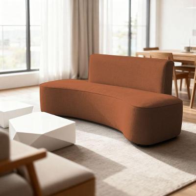 Sofá Feijão Orgânico Curvo 3 Lugar Suede Sala Contemporânea Cor:terracota