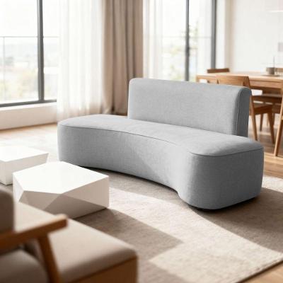 Sofá Feijão Orgânico Curvo 3 Lugar Suede Sala Contemporânea Cor:cinza