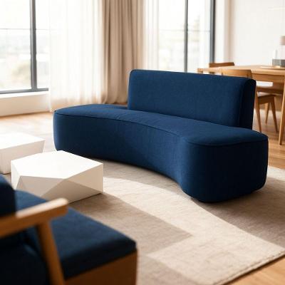 Sofá Feijão Orgânico Curvo 3 Lugar Suede Sala Contemporânea Cor:azul Marinho
